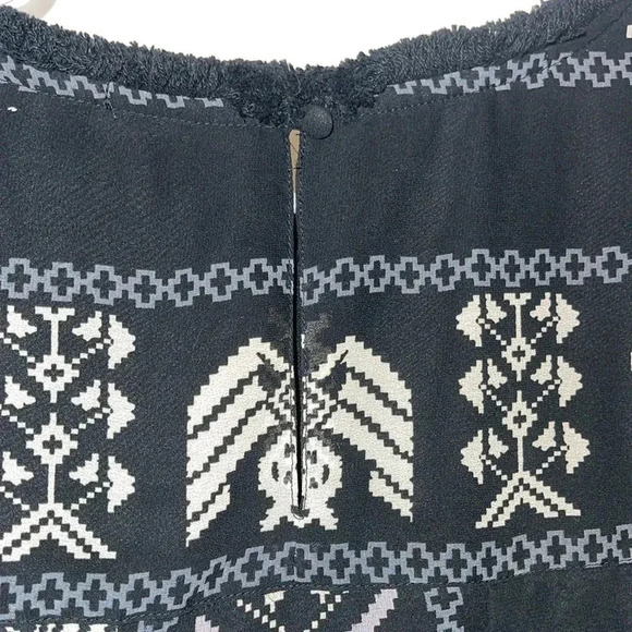 Maison Scotch Mademoiselle Black Aztec Fringe Tunic Dress 3/4 Sleeve - Size 3 - Picture 3 of 6